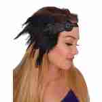 1920's Flapper Beaded Headband -Black
