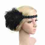 1920's Flapper Beaded Headband -Black