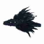 1920's Flapper Beaded Headband with Black Feathers