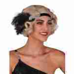 1920's Flapper Beaded Headband with Silver Pendant