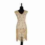 1920's Flapper Beaded Dress Beige