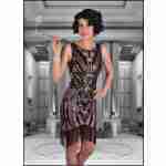 1920's Flapper Sequin Art Deco Dress Black /Beige