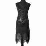 1920's Flapper Sequin Art Deco Dress Black