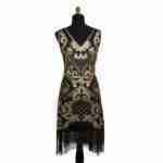 1920's Flapper Sequin Art Deco Dress Gold