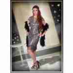1920's Flapper Sequin Art Deco Dress Grey
