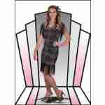 1920's Flapper Sequin Art Deco Dress With Fringes Black