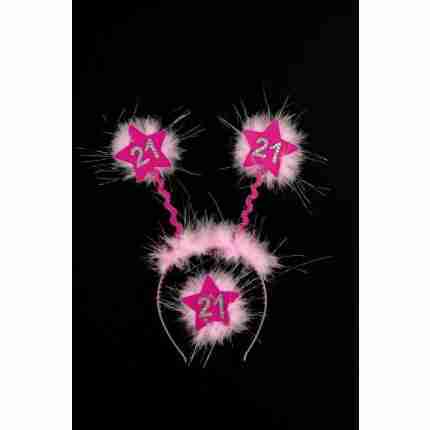 21st Birthday Pink furry Headband Star shaped