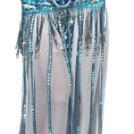 Arabian Nights Belly Dancing Bollywood Belt With Satin Straps -Turquoise
