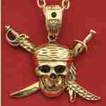 Antique Gold Pirate Skull & Swords Chain