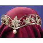 Antique Look Silver Leaf & Pearl Circlet