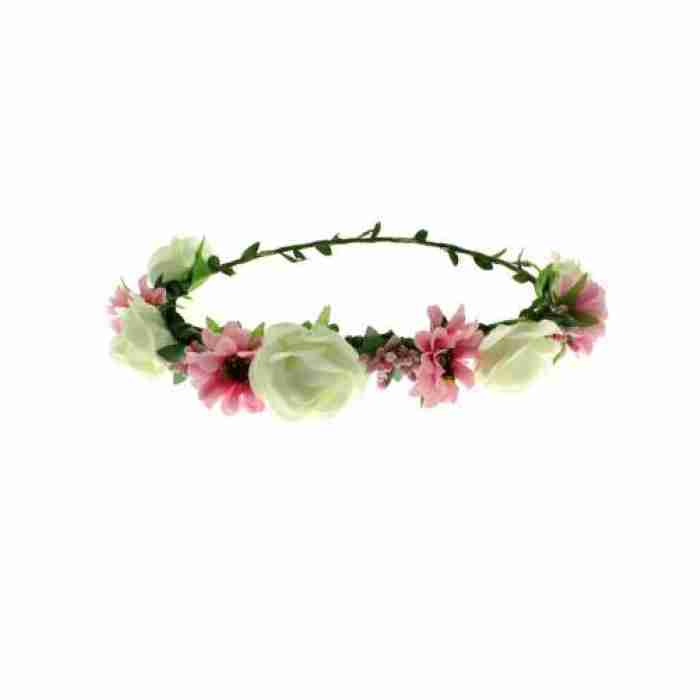 Baby Pink Sunflower Cream Rose Hair Garland ZHG15014BCRM