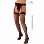 Black Lace Top Fishnet Thigh Highs with Lace Garter Belt
