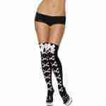 Black Thigh High Stockings with Pink Bones