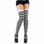 Black and White Candystripe Thigh Highs