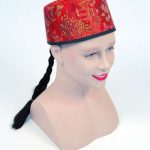 Chinese Mandarin Hat Red Fabric+Plait
