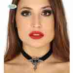 Choker Lace Black with Blue Stone