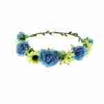 Cream Sunflower & Blue Rose Hair Garland