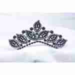Crown Tiara With Crystals - Black Crystals
