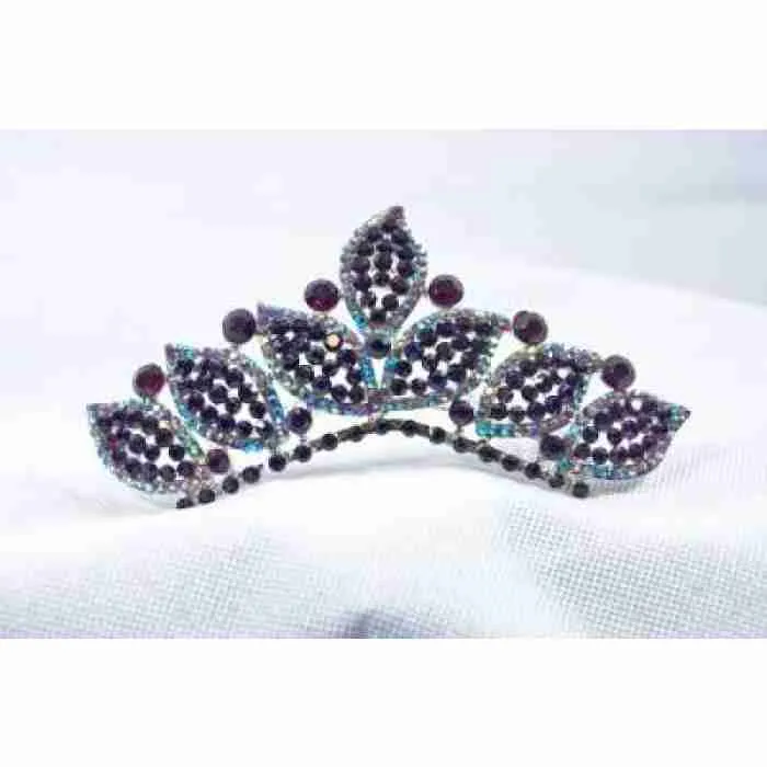 Crown Tiara With Crystals Black Crystals