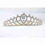Crown Tiara With Crystals - Blue Crystals