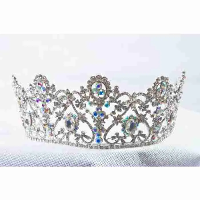 Crown Tiara With Crystals Blue Gems