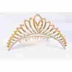 Crown Tiara With Crystals - Gold Crystals