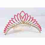 Crown Tiara With Crystals - Small Pink Crystals