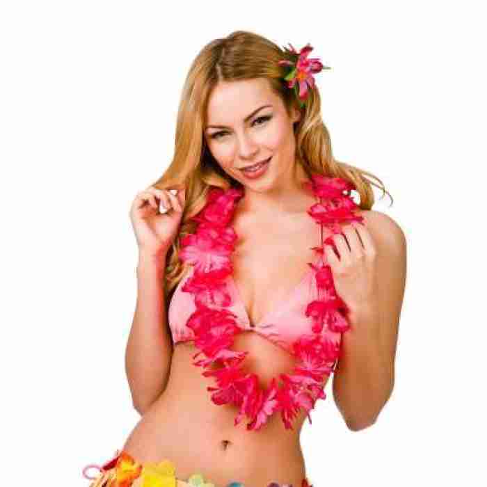 Deluxe Lei With Beads Pink HAW 9422