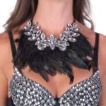 Feather Necklace Black With Stones