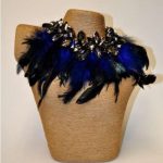 Feather Necklace Royal Blue With Stones