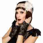 Flapper Cloche & Gloves Champagne and silver