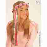 Flower Diademes with Multicolour Ribbons - Pink