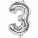 Foil Balloon Silver '3'