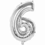 Foil Balloon Silver '6'