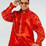 Frill Shirt Satin - Red