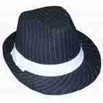 Gangster Hat Black W/Stripes