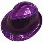 Gangster Hat - Purple Sequin