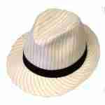 Gangster Hat White W/Stripes