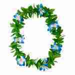 Green Leaf Lei/ Blue Flowers