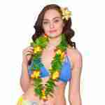 Green Leaf Lei/ Orange Flowers