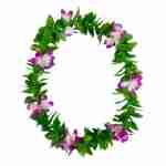 Green Leaf Lei/ Purple Flowers