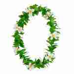 Green Leaf Lei/ White Flowers