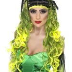 Green and Black Curly Wig