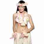 Hawaiian set peach leis