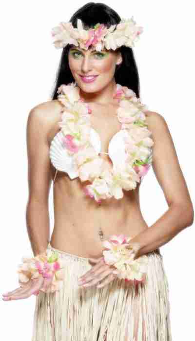 Hawaiian-set-peach-leis-22501.jpg Hawaiian set peach leis - Image 1