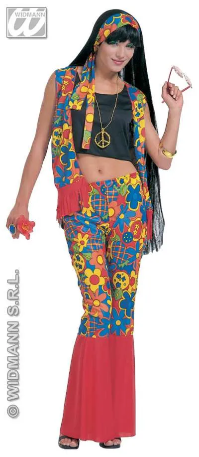 Hippie Girl Costume With Bell-bottoms, carnival costume