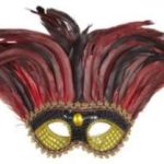 Maya Gold-Black Eyemask W/Gem & Feathers