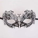 Metal Laser Cut Eye Mask - Black Diamantes Ribbon attached