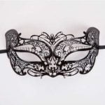 Metal Laser Cut Eye Mask - Black Diamantes One size fit