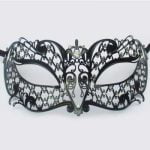 Metal Laser Cut Eye Mask - Black Diamantes